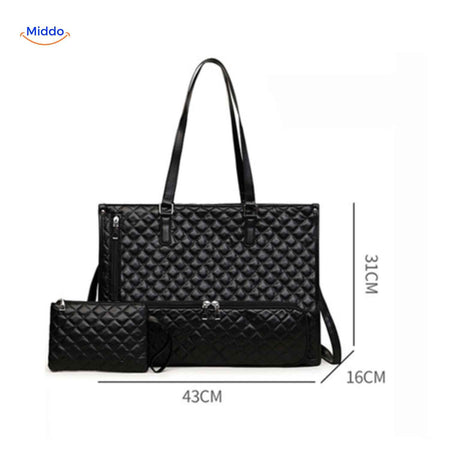 sac isotherme noir avec dimensions 43x31x16 cm et étui accessoire inclus pour le bureau
