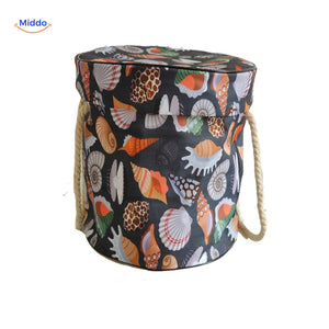 sac de rangement jouets avec motif coquillages et éléments marins imprimés