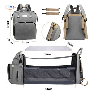 dimensions du sac à langer avec fonction lit pliable pour bébé, aperçu des mesures