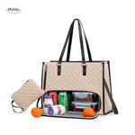 sac lunch beige avec accent noir, compartiment isotherme pour garder les repas au frais