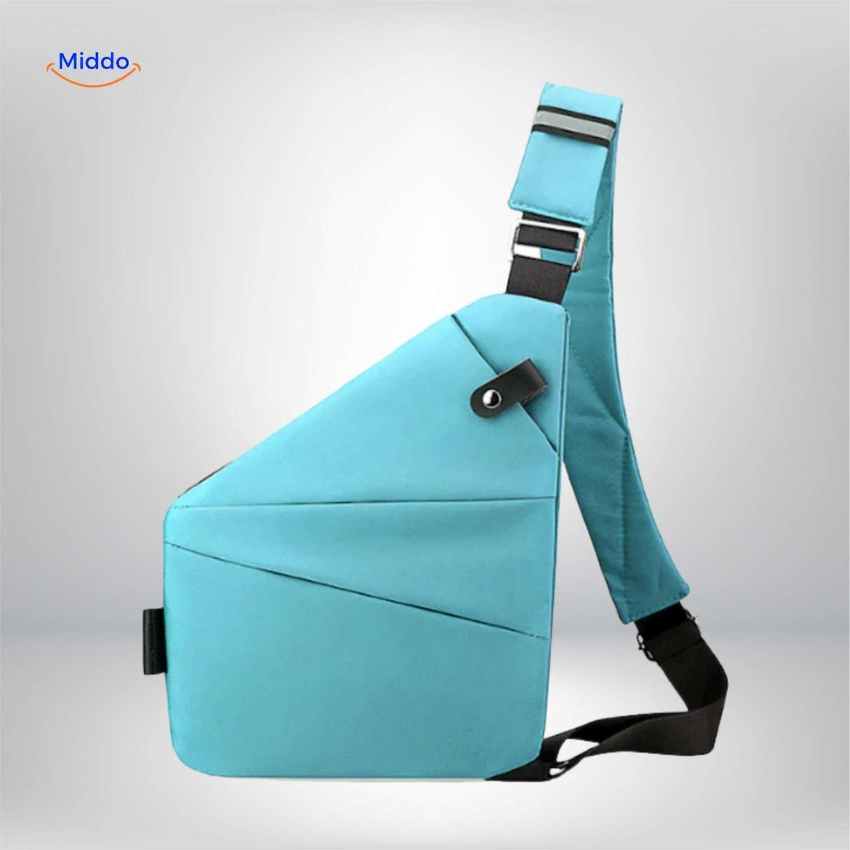 sac de poitrine bleu ciel leger et reglable bandouliere unisexe vue produit