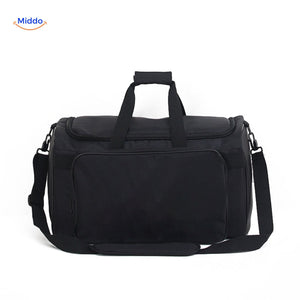 sac de sport noir avec bandouliere reglable incluse, vue de profil