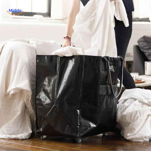 sac trolley grande capacite avec roulettes lisses, parfait pour transporter le linge