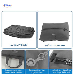 sac vacuum avant et après compression, avec poignée et valve d'évacuation d'air