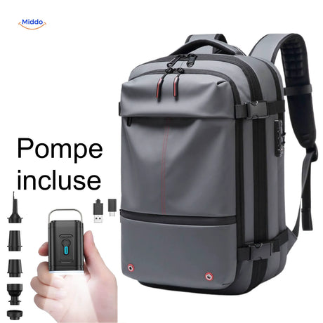 sac de rangement sous vide VacuPro gris avec pompe électrique incluse pour compression facile