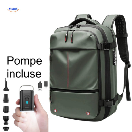 sac de rangement sous vide VacuPro vert armée avec pompe électrique incluse pour compression facile