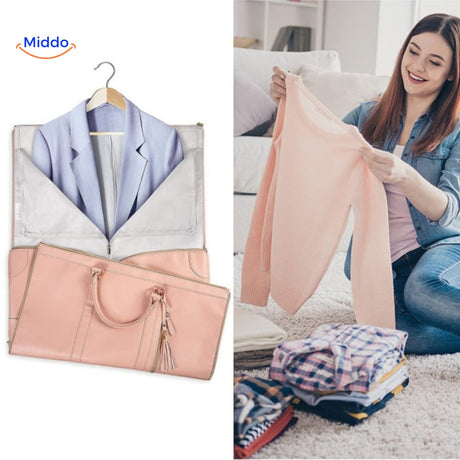 femme qui prépare et remplit son sac de voyage compact avant un départ