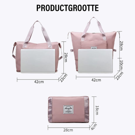 sac de voyage extensible avec ses dimensions et formats indiqués pour choisir la bonne taille