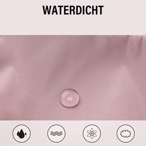 détail du tissu imperméable du sac de voyage extensible en coloris rose