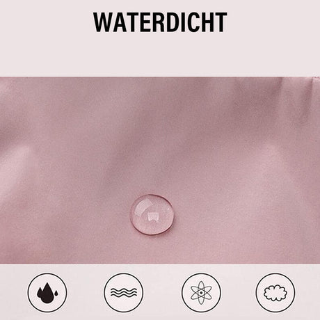 détail du tissu imperméable du sac de voyage extensible en coloris rose