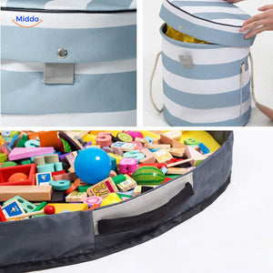 gros plan sur les détails du sac zippé pour jouets : coutures, tissu et finitions