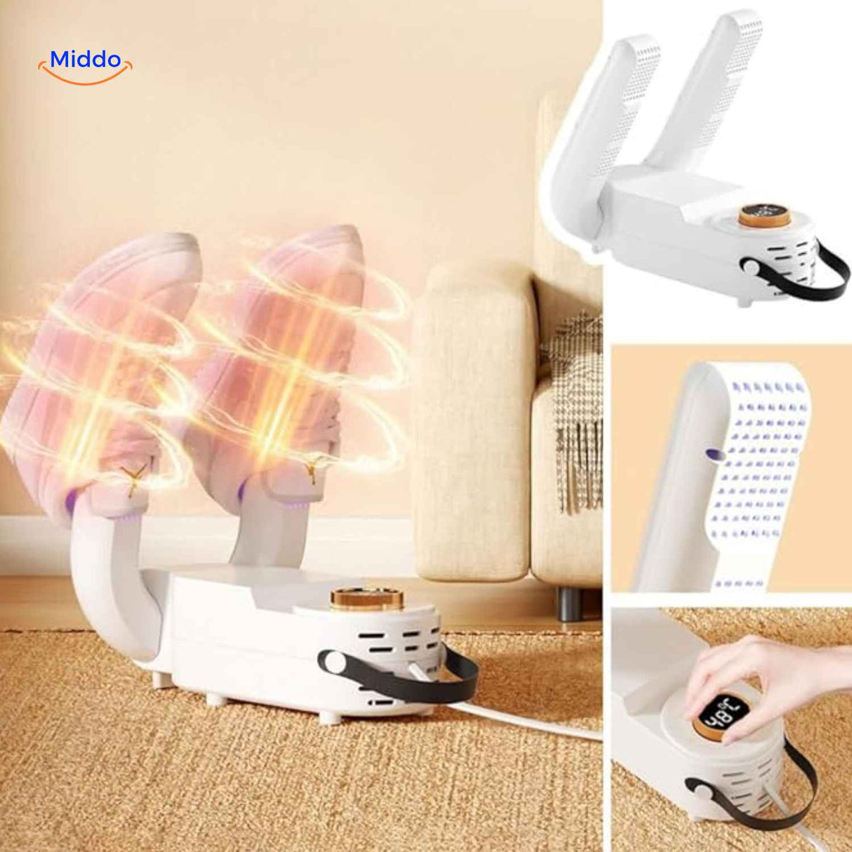 sèche-chaussures et chaussettes avec écran LED et panneau de commande intuitif