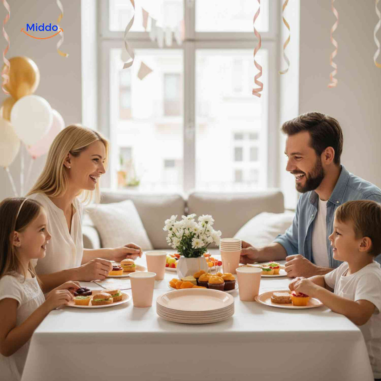 service de table jetable pour fête en famille ou anniversaire, pratique et festif