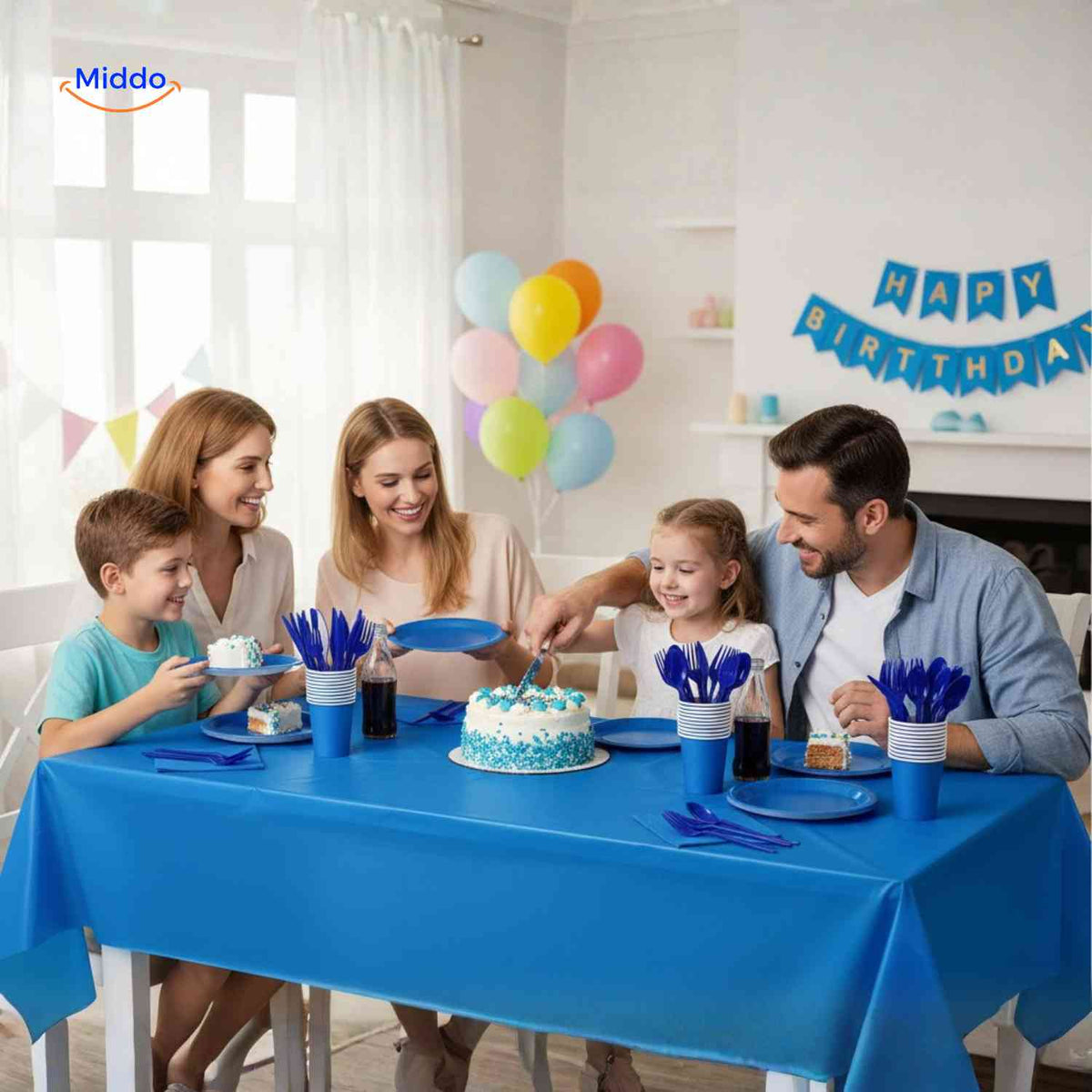service de table jetable pour fête avec assiettes, gobelets et couverts assortis