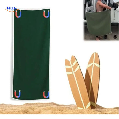 serviette magnétique pratique en déplacement, séchage rapide et fermeture aimantée sécurisée