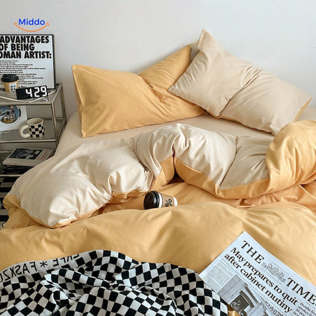 set de literie confort gris foncé et bleu, couette douce et oreiller assortis
