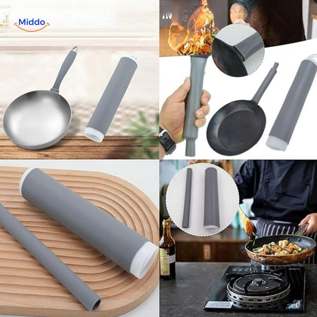 set cuisine complet en silicone avec housse de poignée et couvercle de protection