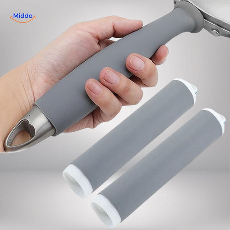 set de deux housses de poignée en silicone gris résistant pour ustensiles de cuisine