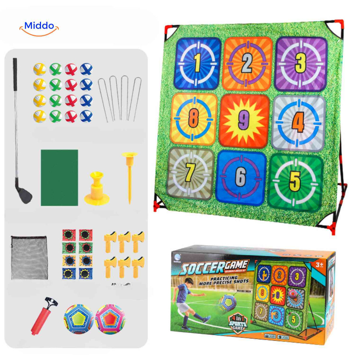 set de golf avec cible numérotée, jeu éducatif pour enfants à l'extérieur