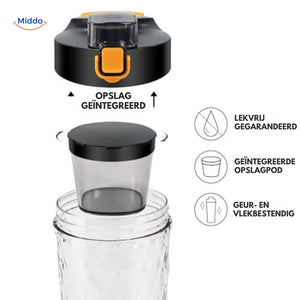 shaker électrique avec compartiment de rangement intégré et design anti-fuite pour compléments