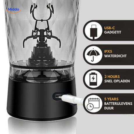 shaker mixeur rechargeable via USB-C pour une charge rapide et une utilisation durable
