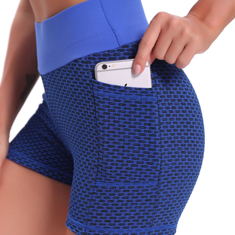 short de yoga taille haute coloris bleu, maintien et confort optimaux