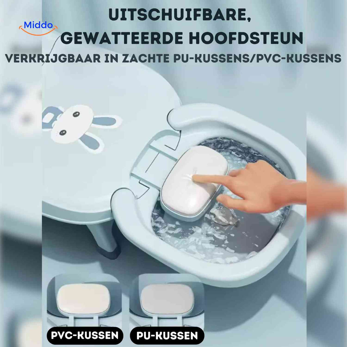 appuie-tête extensible de la chaise de bain bébé avec coussin en PU et PVC doux