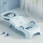 siège de bain bébé coloris bleu avec cuvette intégrée pour le bain en toute sécurité