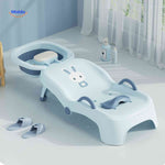 siège de bain bébé bleu avec design ergonomique et cuvette pour recueillir l'eau
