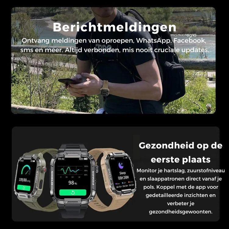 aperçu des notifications et fonctions santé de la montre connectée galaxy armor, affichage détaillé