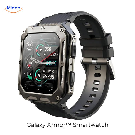 montre connectée robuste galaxy armor coloris noir, compatible iOS et Android