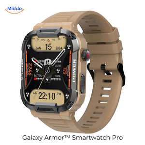 montre connectée galaxy armor pro coloris kaki édition limitée, compatible iOS et Android