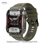 montre connectée galaxy armor pro coloris vert militaire, compatible iOS et Android