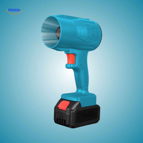 souffleur rechargeable sans fil haute vitesse presente en coloris bleu