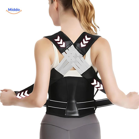 femme portant le soutien dorsal postura en situation quotidienne, maintien du dos