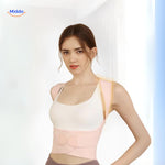 soutien dorsal correcteur de posture présenté sur présentoir, design léger et discret