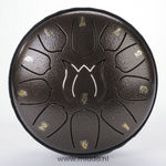 steel tongue drum bronze 15 cm avec notes chiffrées sur fond blanc