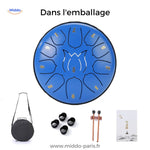 steel tongue drum dans son emballage complet avec tous les accessoires inclus