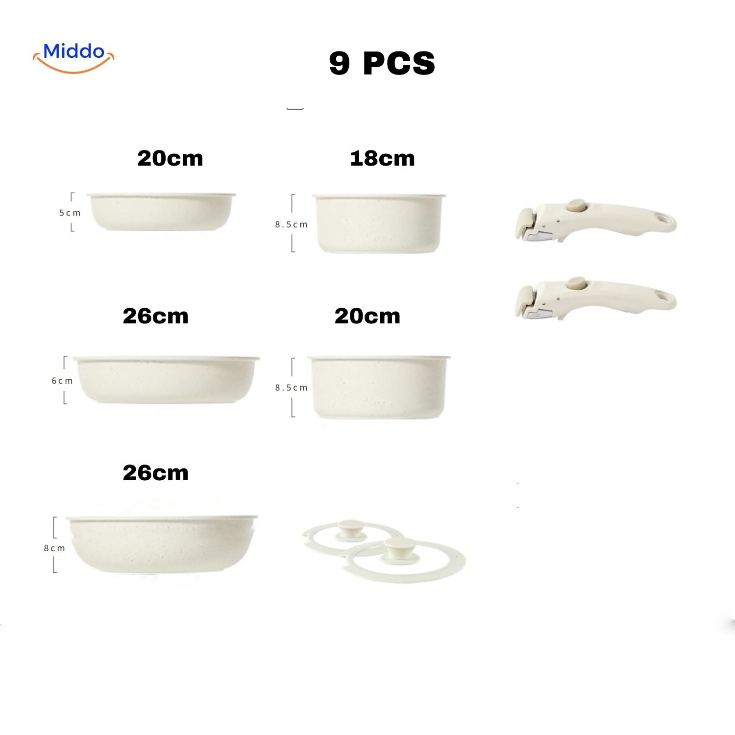StoneChef Ensemble de casseroles 9 pièces avec accessoires supplémentaires Middo