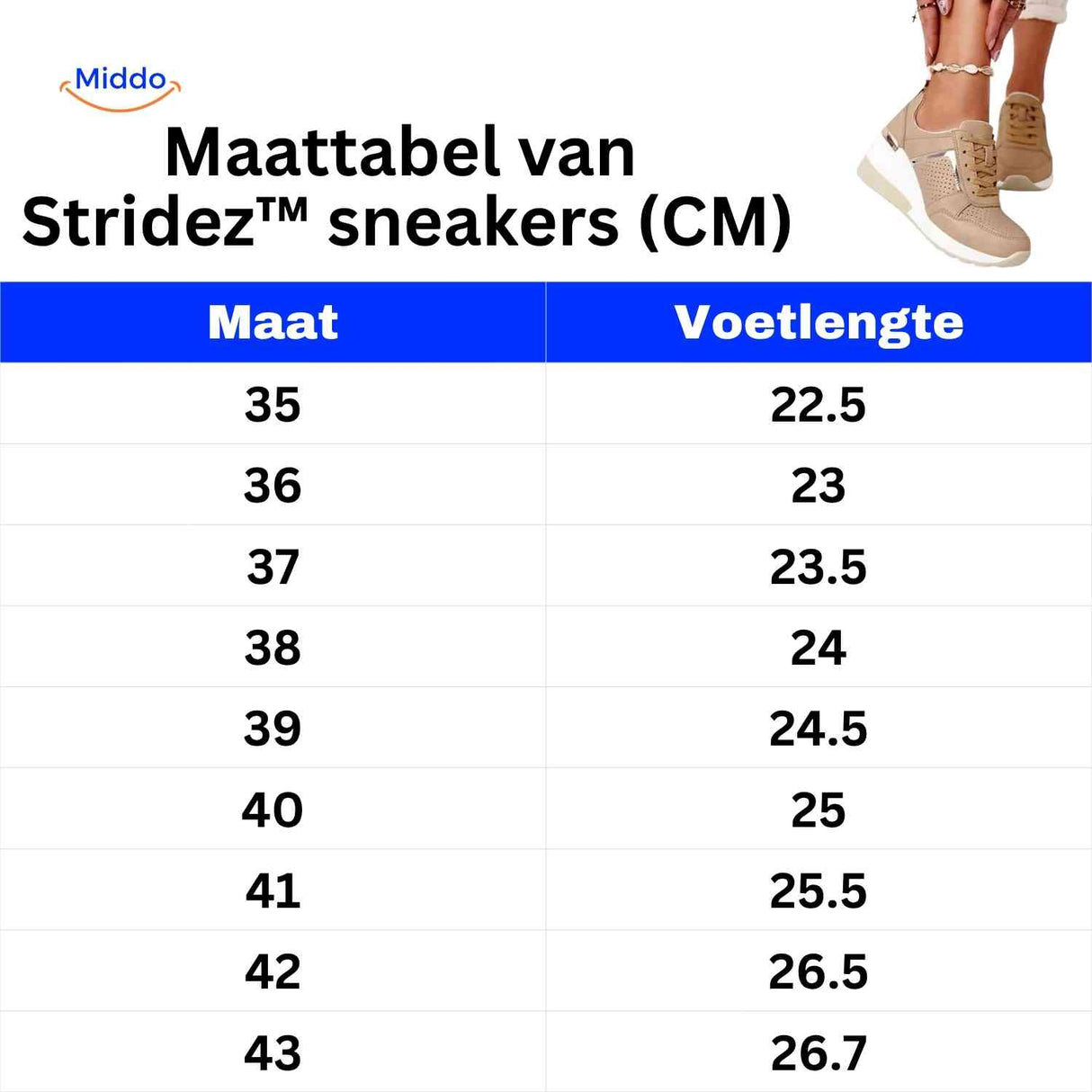 Baskets femme Stridez à semelle rehaussée en mesh, guide des tailles, vue 10