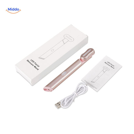 stylo led fairyglow pour le soin du visage avec son chargeur et câble inclus