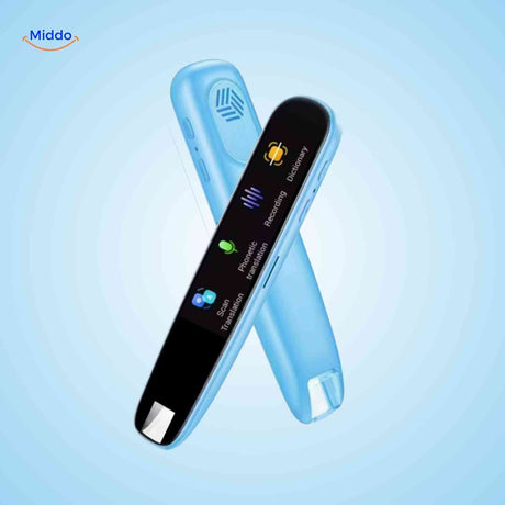 stylo traducteur coloris bleu avec fonction audio pour écouter la prononciation des traductions