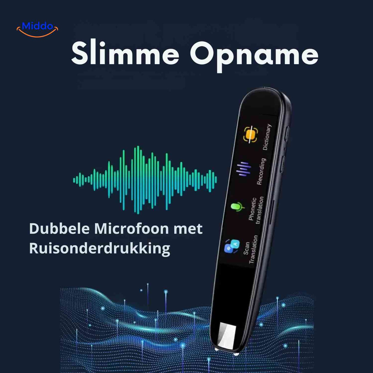 stylo traducteur avec double microphone et réduction de bruit intégrée pour traductions vocales précises