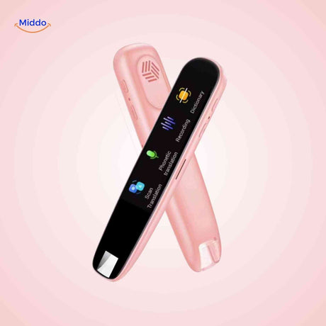 stylo traducteur coloris rose avec écran intégré et fonction dictionnaire instantanée