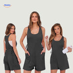 summiva jumpsuit grijs casual comfort met taillekoord en opbergzakken www.middo.nl