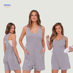 summiva jumpsuit roze drie modellen met taillekoord en zakken www.middo.nl