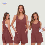 summiva jumpsuit zwart basic romper met witte topje en comfy fit www.middo.nl