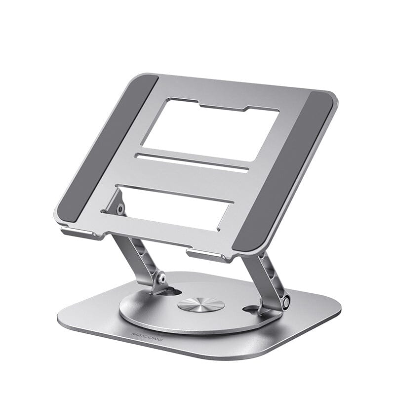 support argenté en aluminium pour ordinateur portable et tablette avec bras réglables