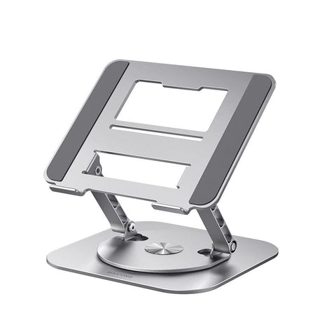 support argenté en aluminium pour ordinateur portable et tablette avec bras réglables
