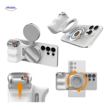 support magnétique avec rotation à 360 degrés pour orienter le smartphone dans toutes les directions